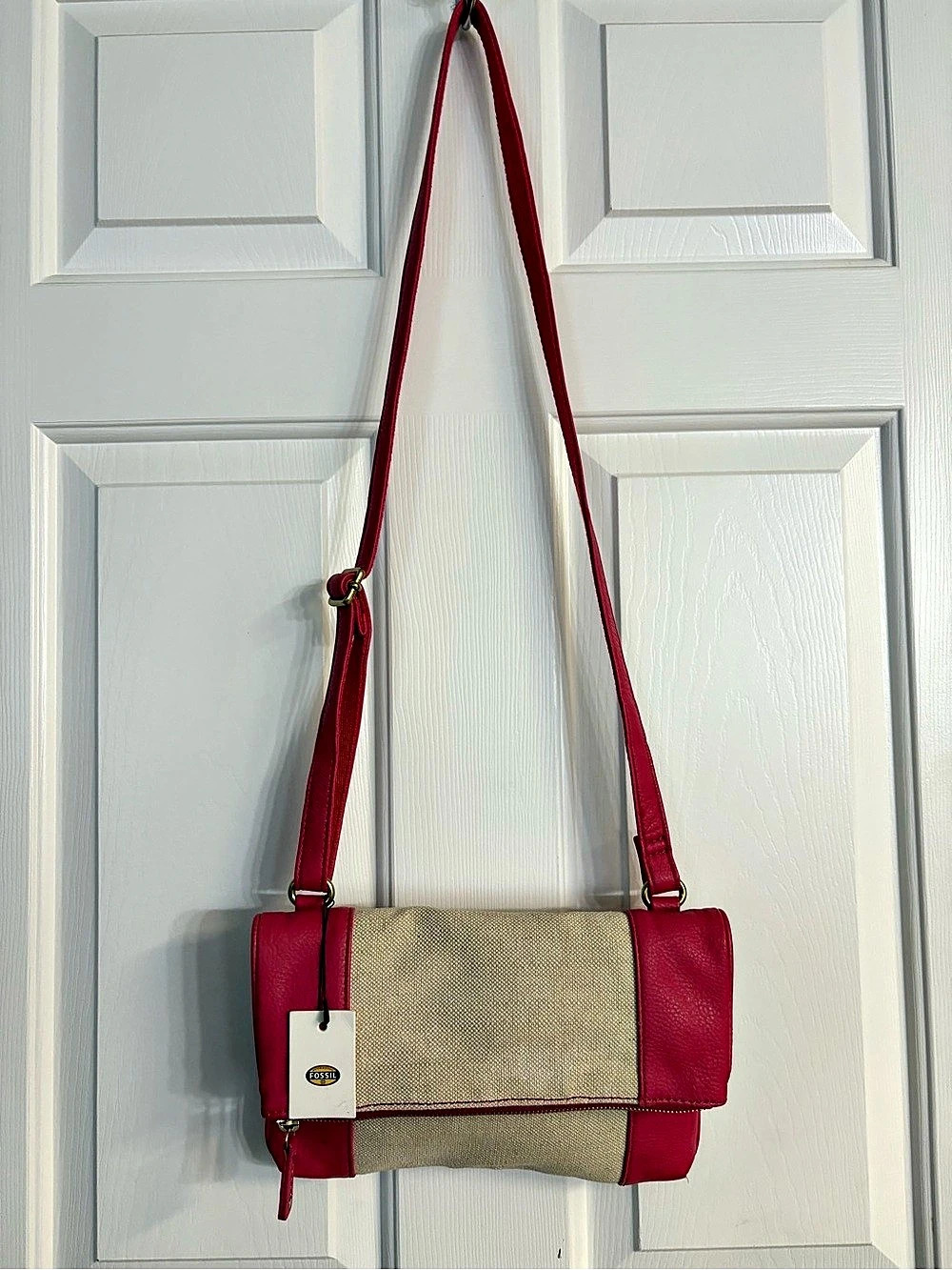 Fossil Kira Canvas & Vegan Leather Foldover Crossbody Bag